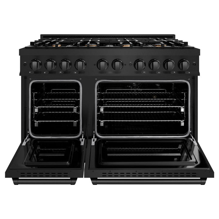 ZLINE 48" 6.7 cu. ft. Classic Double Oven Dual Fuel Range in Black Stainless Steel with 8 Brass Burners, CDRB-BR-48