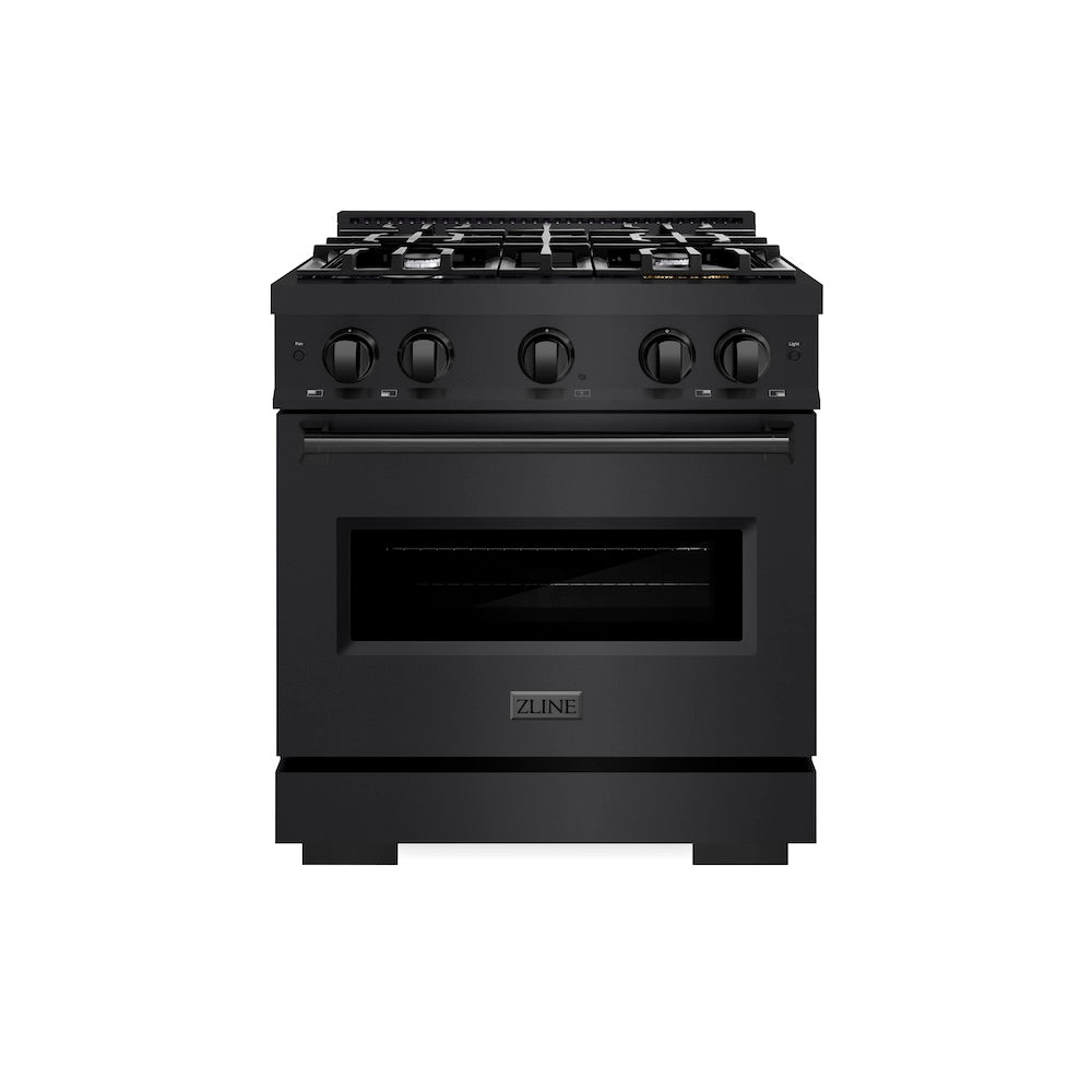 ZLINE 30 in. 4.2 cu. ft. Classic Gas Range with 4 Burner Cooktop and Convection Gas Oven in Black Stainless Steel, Open Box-Excellent Condition