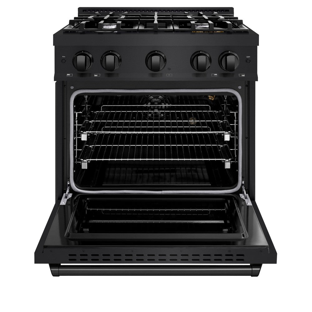 ZLINE 30" 4.2 cu. ft. Classic Gas Range with 4 Burners in Black Stainless Steel, CGRB-30