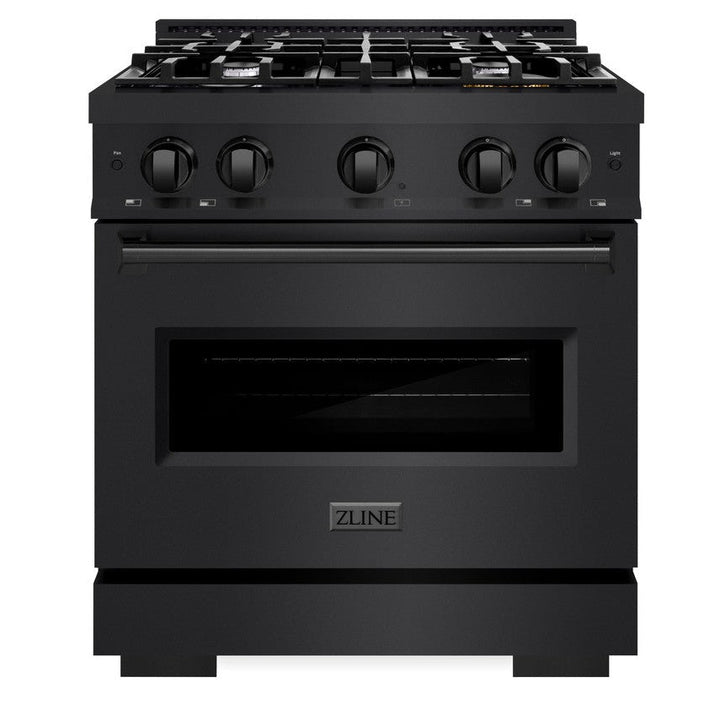 ZLINE 30" 4.2 cu. ft. Classic Gas Range with 4 Burners in Black Stainless Steel, CGRB-30