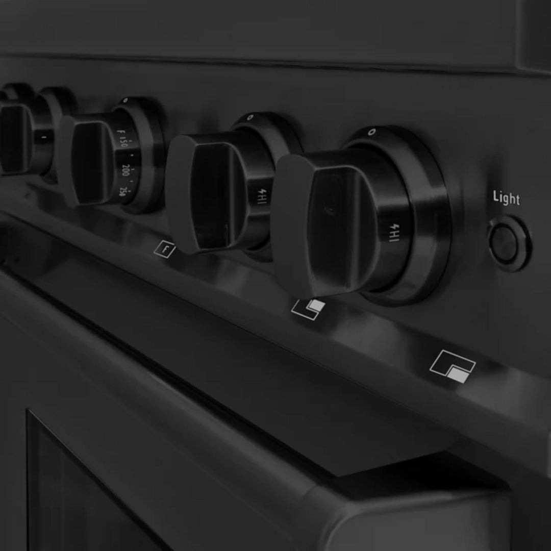 ZLINE Classic Gas Range with Convection Gas Oven Black Stainless Steel in Brass Burners