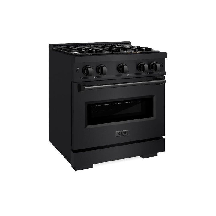 ZLINE 30" 4.2 cu. ft. Classic Gas Range with 4 Burners in Black Stainless Steel, CGRB-30