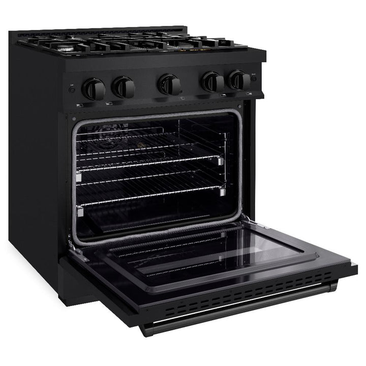 ZLINE 30" 4.2 cu. ft. Classic Gas Range with 4 Burners in Black Stainless Steel, CGRB-30