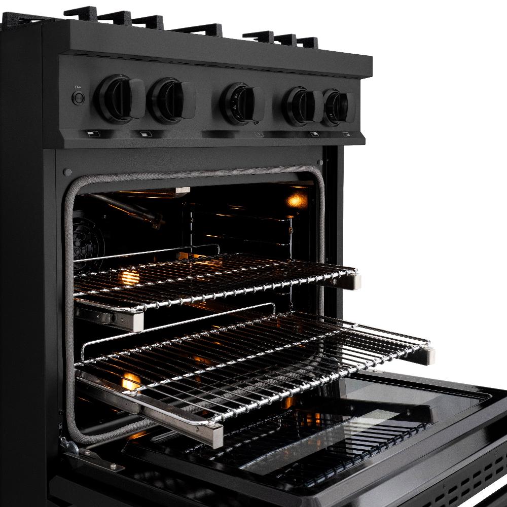 ZLINE 30" 4.2 cu. ft. Classic Gas Range with 4 Burners in Black Stainless Steel, CGRB-30