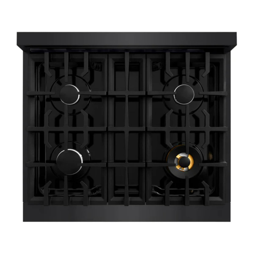 ZLINE Classic Gas Range with Convection Gas Oven Black Stainless Steel in Brass Burners