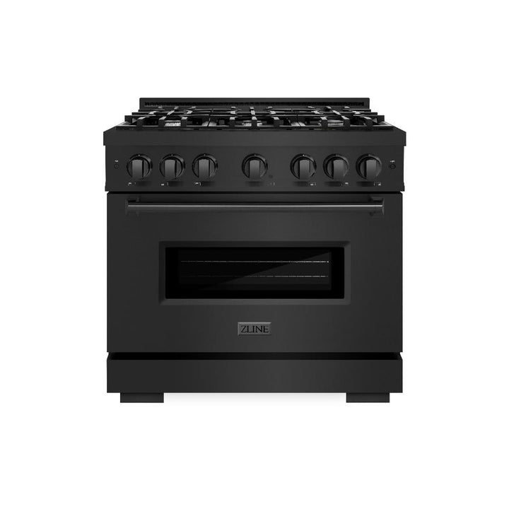 ZLINE 36 in. 5.2 cu. ft. Classic Gas Range with 6 Burner Cooktop and Convection Gas Oven in Black Stainless Steel (CGRB-36)