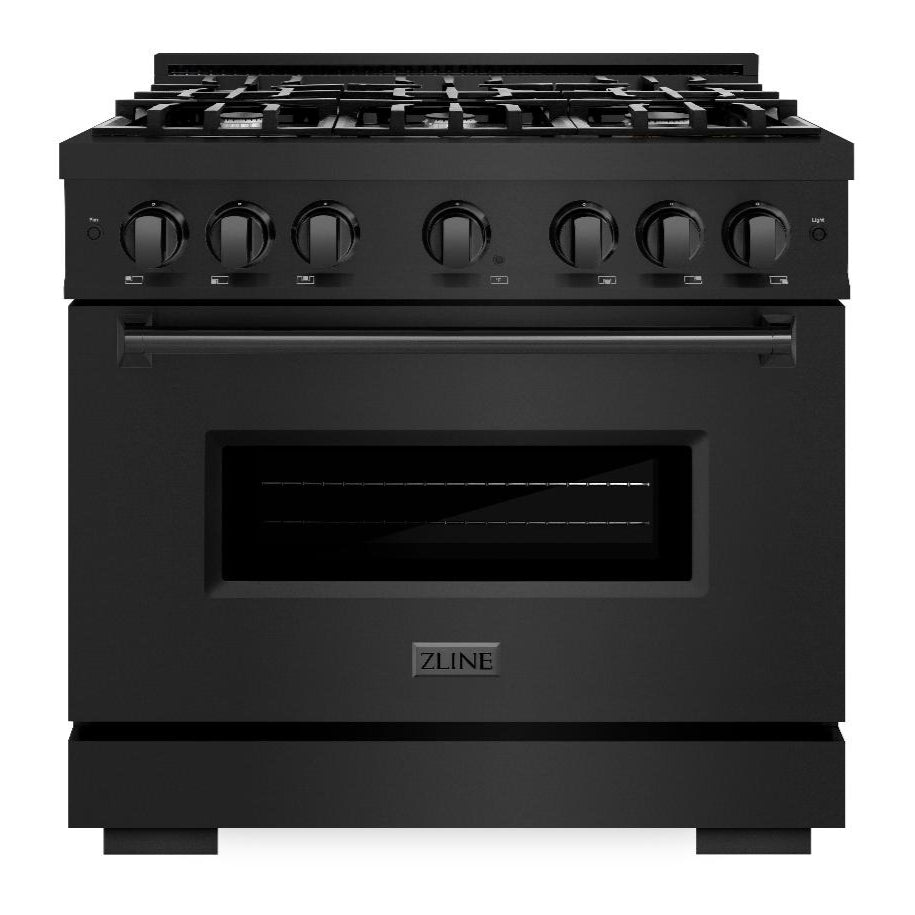 ZLINE 36" 5.2 cu. ft. Classic Gas Range with 6 Burners in Black Stainless Steel, CGRB-36