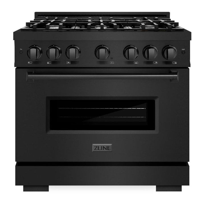 ZLINE 36" 5.2 cu. ft. Classic Gas Range with 6 Burners in Black Stainless Steel, CGRB-36