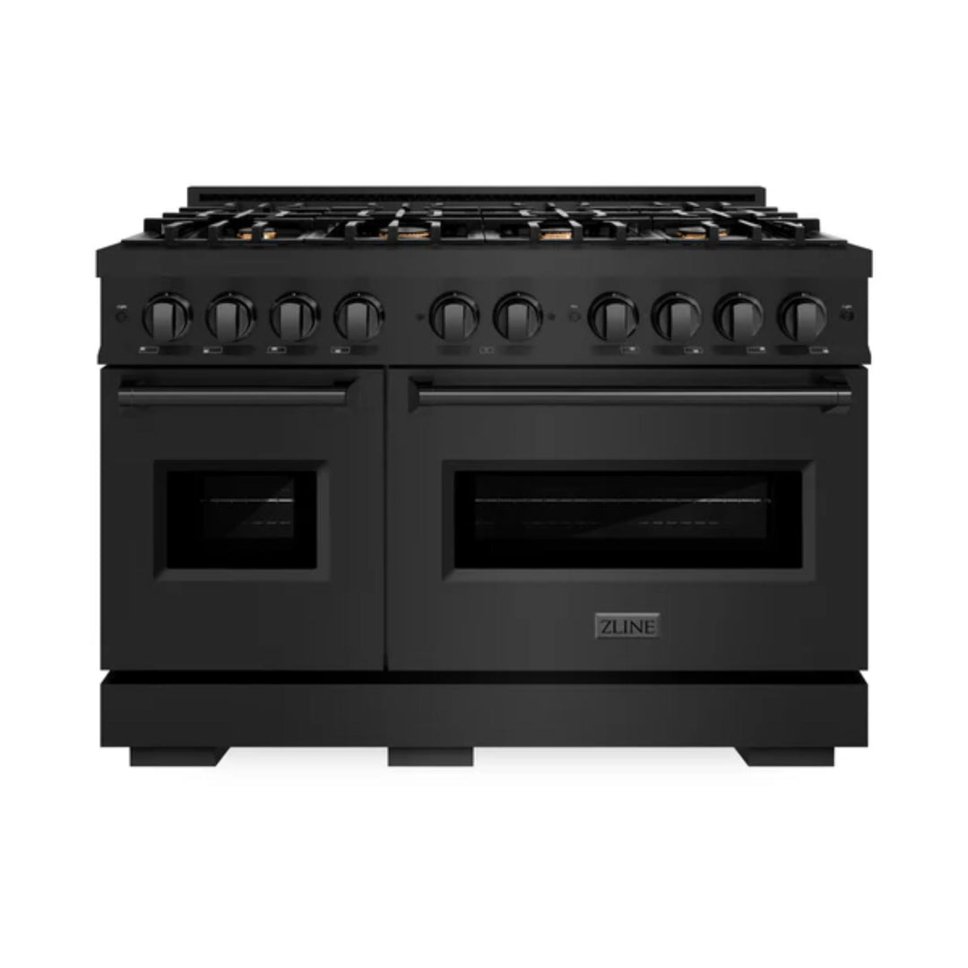 ZLINE Classic Gas Range with Convection Gas Oven Black Stainless Steel in Brass Burners