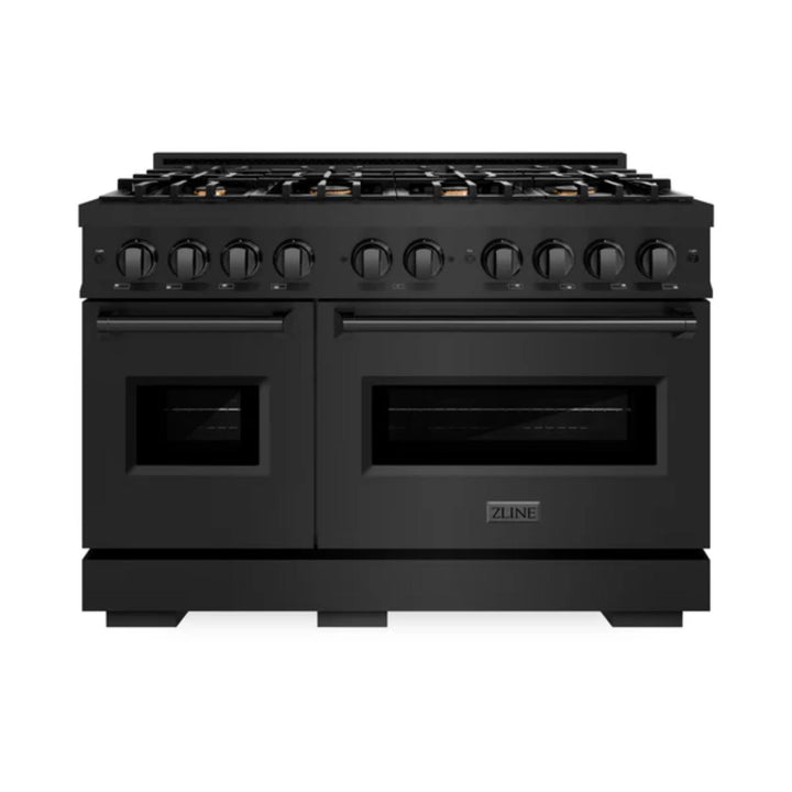 ZLINE Classic Gas Range with Convection Gas Oven Black Stainless Steel in Brass Burners