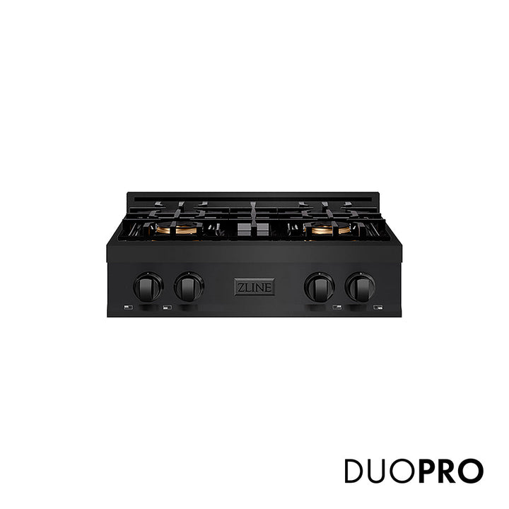 ZLINE 30 in. Classic Gas Rangetop with 4 Burner DuoPro™ Cooktop in Black Stainless Steel, Open Box-Excellent Condition