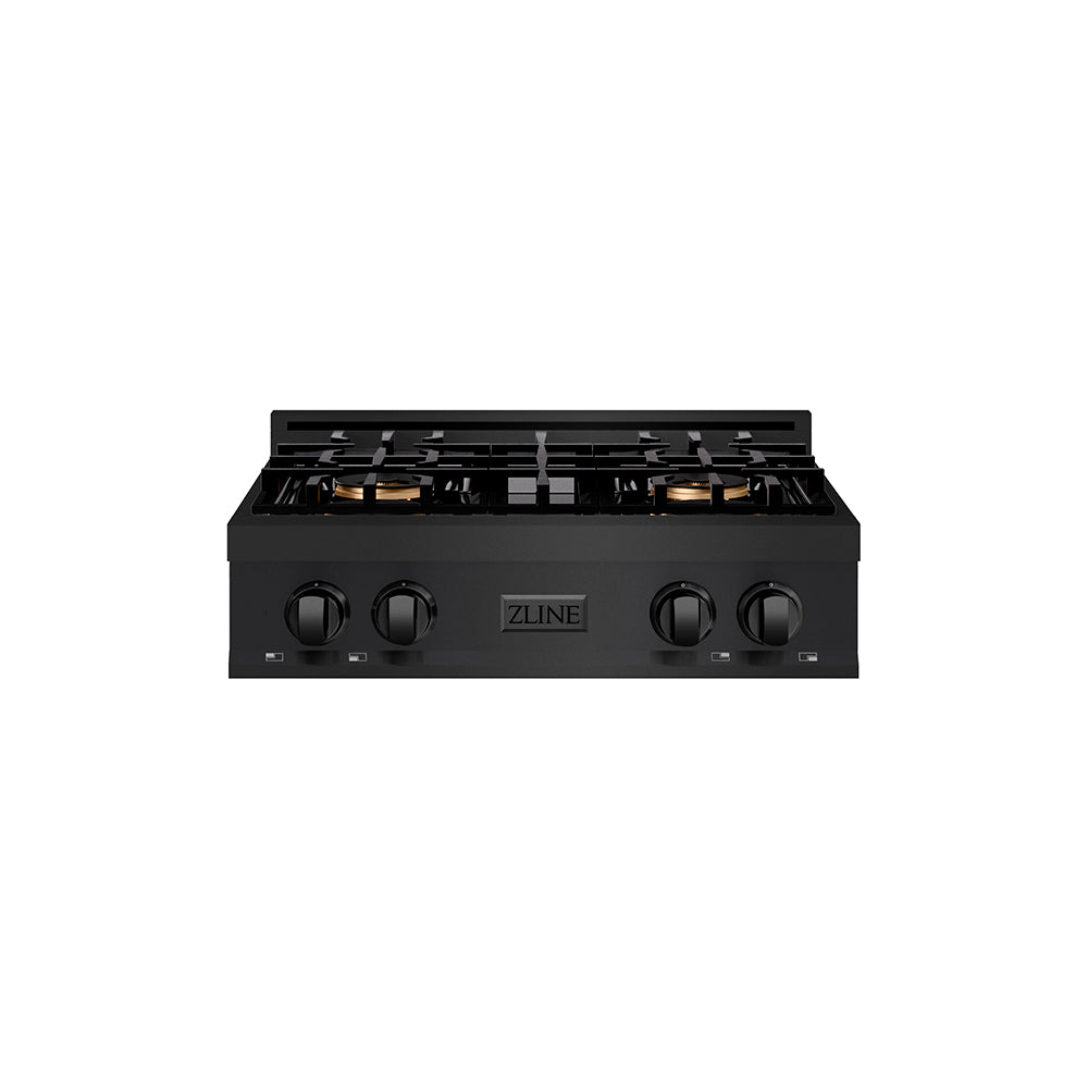 ZLINE 30 in. Classic Gas Rangetop with 4 Burner DuoPro™ Cooktop in Black Stainless Steel (PCRTB-30)