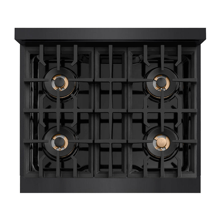 ZLINE 30 in. Classic Gas Rangetop with 4 Burner DuoPro™ Cooktop in Black Stainless Steel (PCRTB-30)