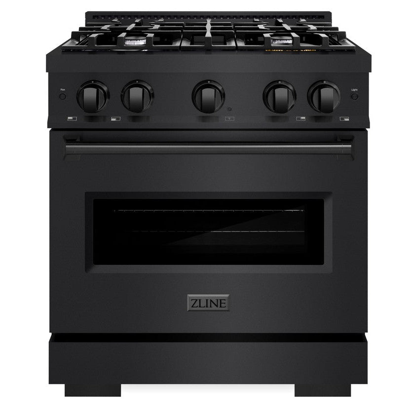 ZLINE 30" 4.2 cu. ft. Classic Dual Fuel Range with 4 Burners in Black Stainless Steel, CDRB-30