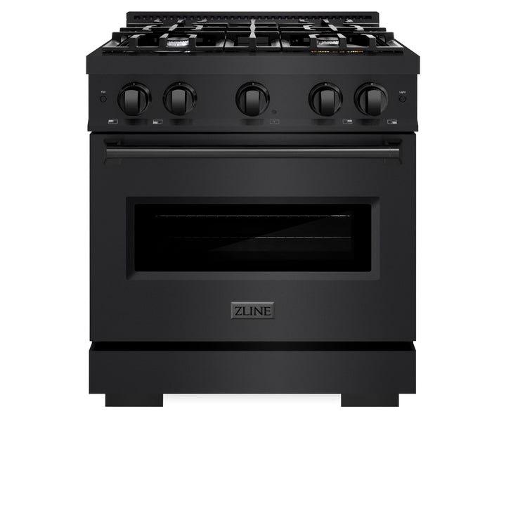 ZLINE 30 in. 4.2 cu. ft. Classic Dual Fuel Range with 4 Burner Gas Cooktop and Electric Convection Oven in Black Stainless Steel, Open Box-Excellent Condition
