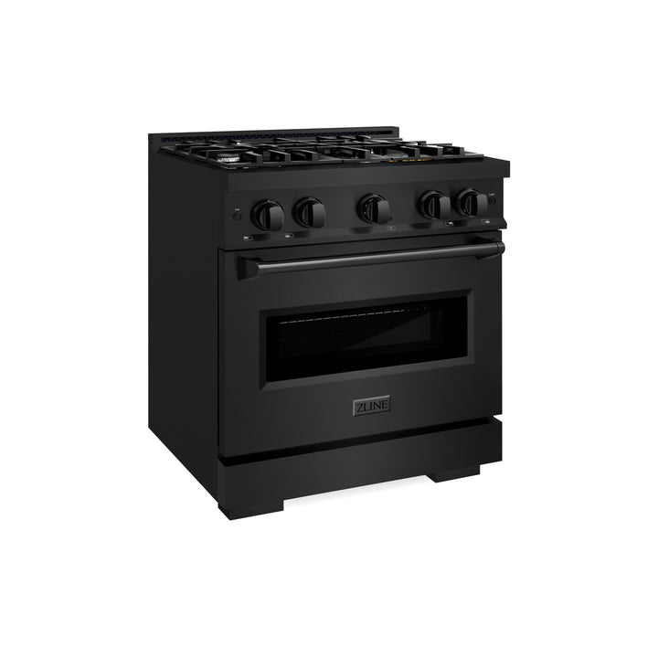 ZLINE 30 in. 4.2 cu. ft. Classic Dual Fuel Range with 4 Burner Gas Cooktop and Electric Convection Oven in Black Stainless Steel, Open Box-Excellent Condition