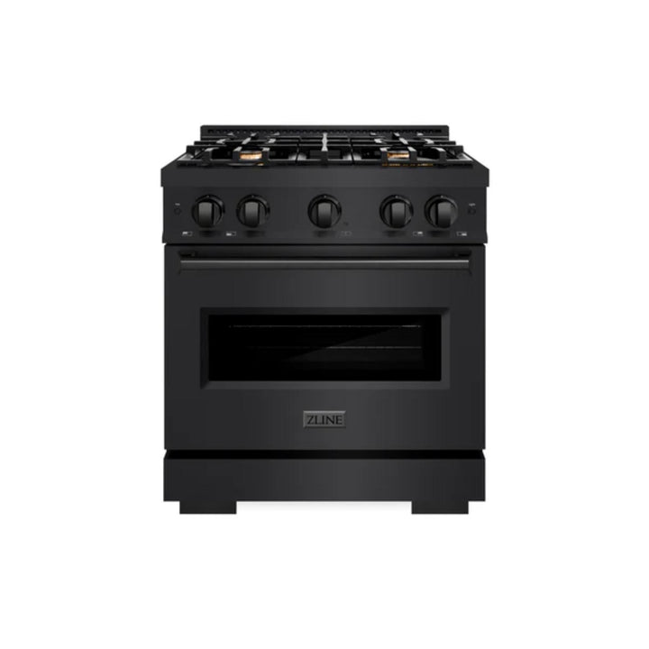ZLINE Classic Gas Range with Convection Gas Oven Black Stainless Steel in Brass Burners