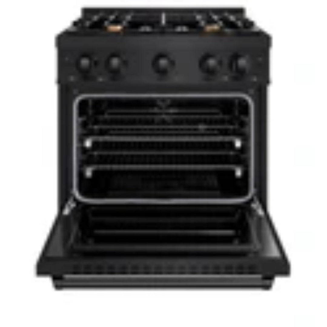 ZLINE Classic Gas Range with Convection Gas Oven Black Stainless Steel in Brass Burners