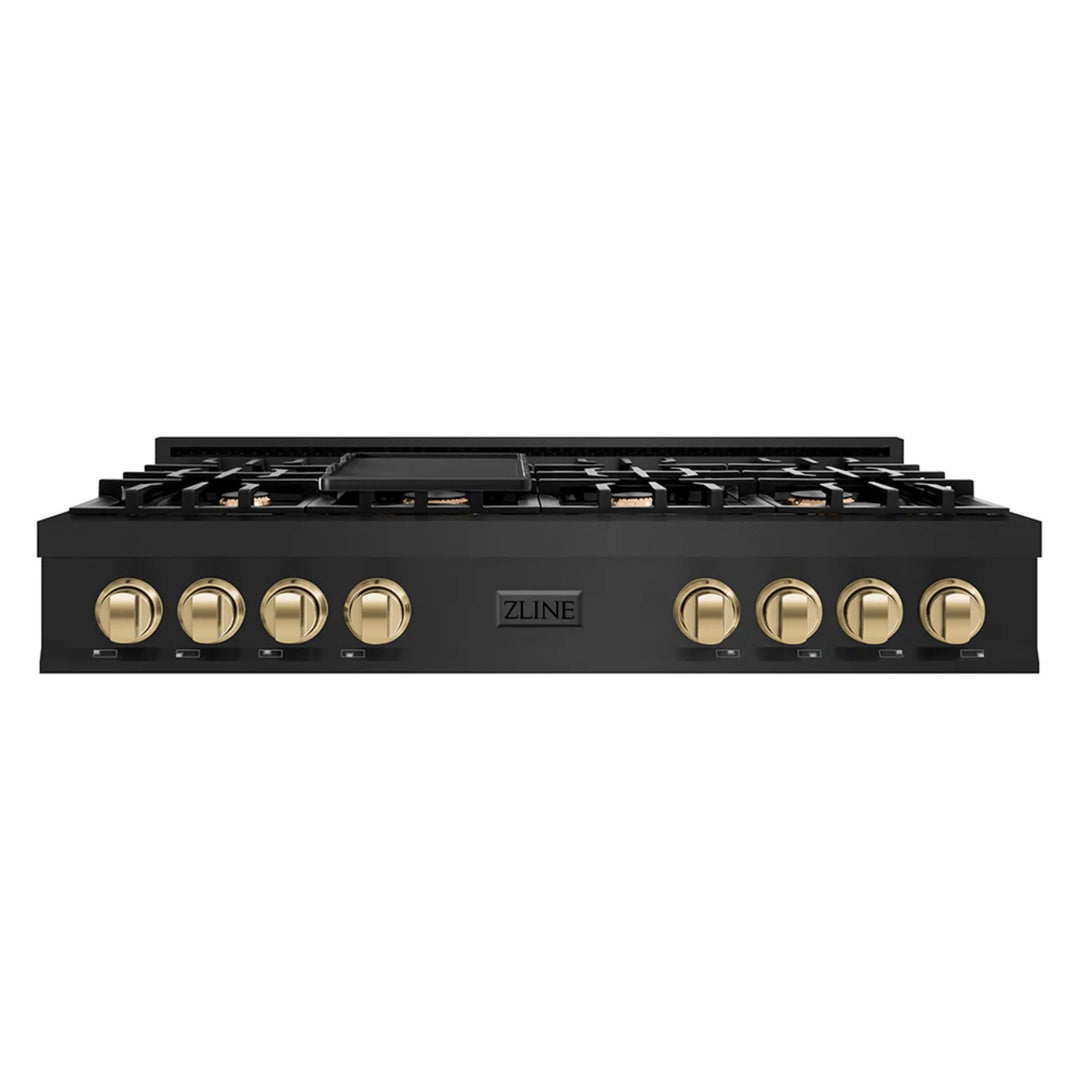 ZLINE Autograph Edition Legacy Gas Rangetops – Black Stainless with Champagne Bronze Accents – 30", 36", &amp; 48"