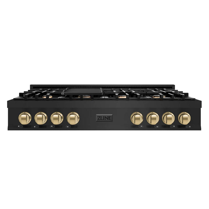 ZLINE Autograph Edition Legacy Gas Rangetops – Black Stainless with Champagne Bronze Accents – 30", 36", &amp; 48"