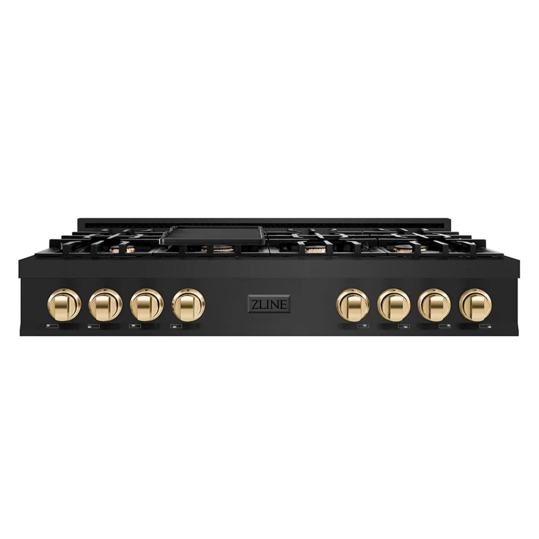 ZLINE Autograph Edition Legacy Gas Rangetops – Black Stainless with Polished Gold Accents – 30", 36", &amp; 48"