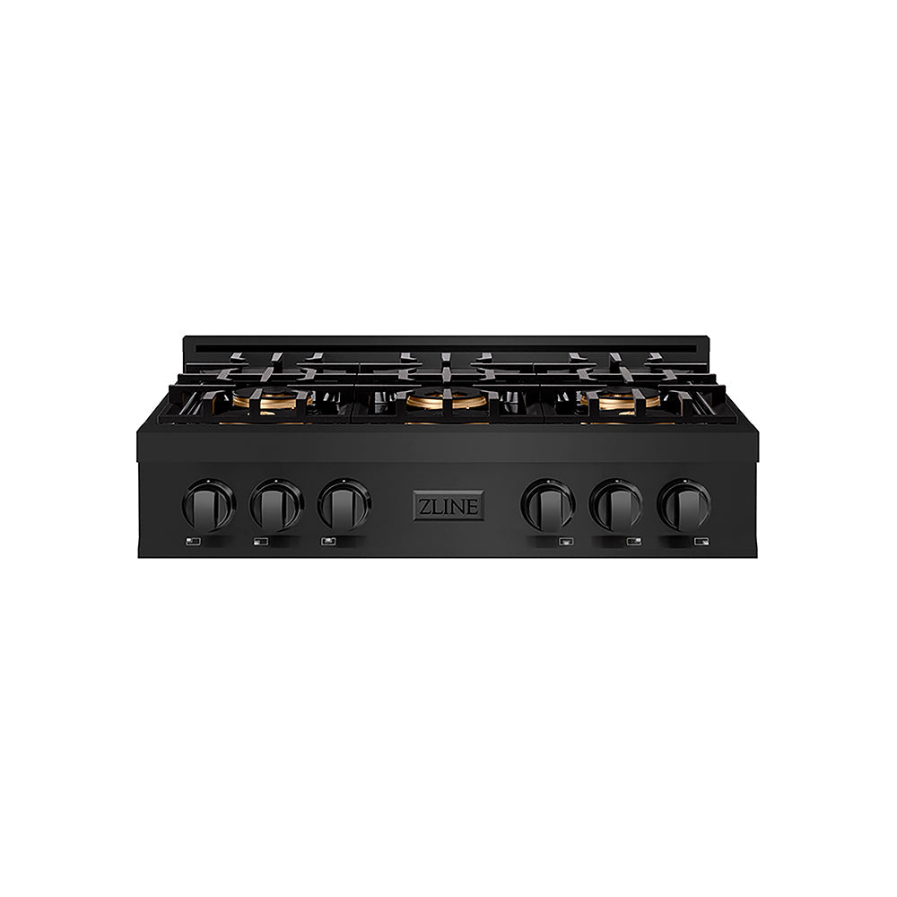 ZLINE 36 in. Classic Gas Rangetop with 6 Burner DuoPro™ Cooktop in Black Stainless Steel, Open Box-Excellent Condition