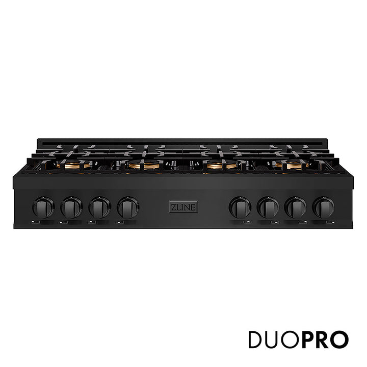 ZLINE 48 in. Classic Gas Rangetop with 8 Burner DuoPro™ Cooktop in Black Stainless Steel (PCRTB-48)