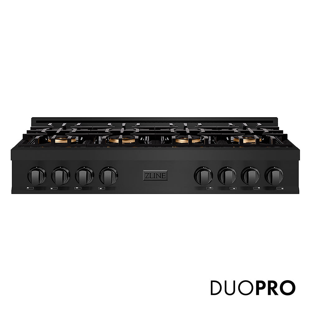 ZLINE 48 in. Classic Gas Rangetop with 8 Burner DuoPro™ Cooktop in Black Stainless Steel, Open Box-Excellent Condition