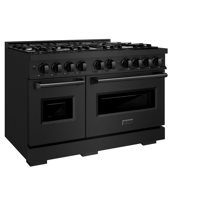 ZLINE 48 in. 6.7 cu. ft. Classic Double Oven Gas Range with 8 Burner Cooktop in Black Stainless Steel, Open Box-Excellent Condition
