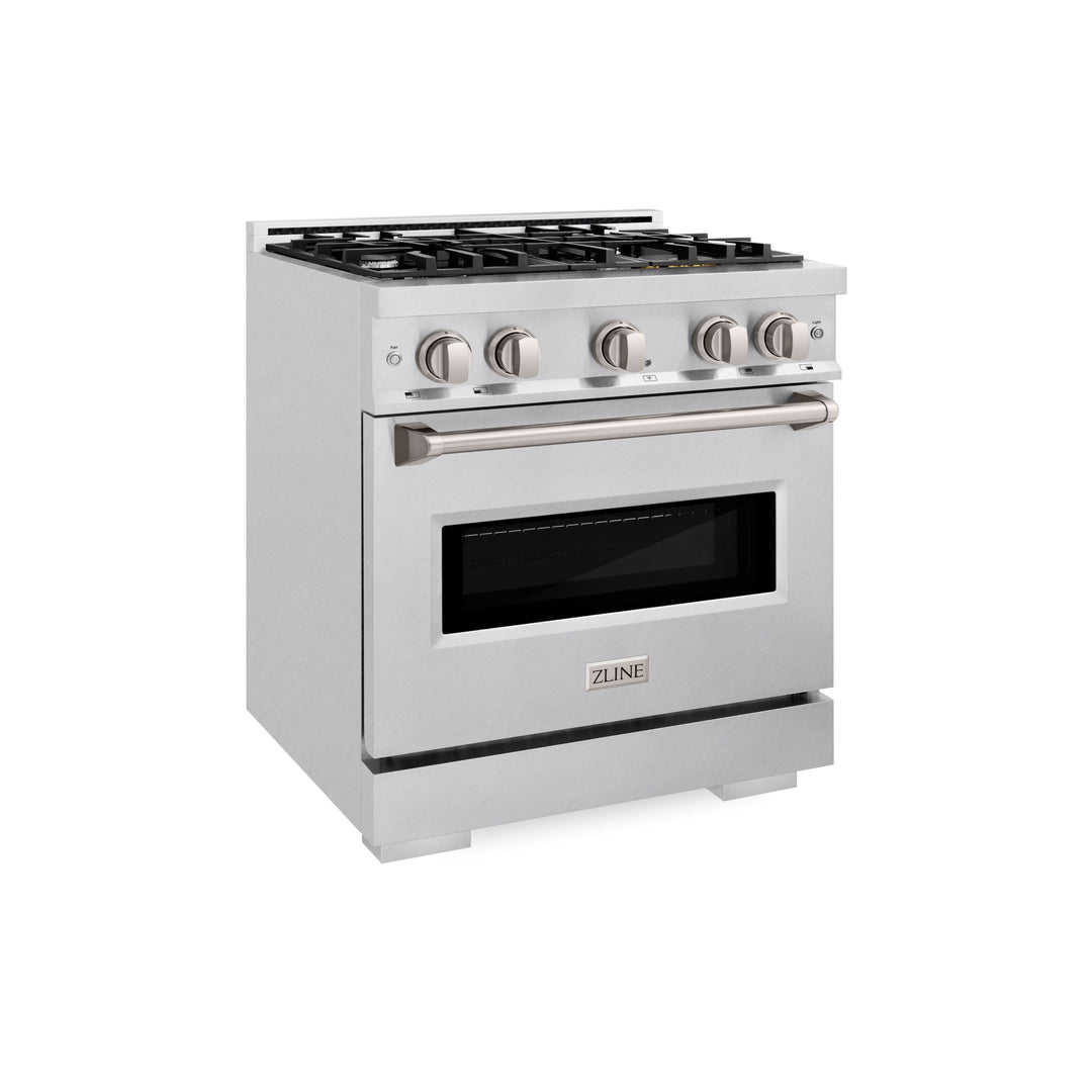 ZLINE 30" 4.2 cu. ft. Classic Dual Fuel Range with 4 Burners in DuraSnow® Stainless Steel, CDRS-30