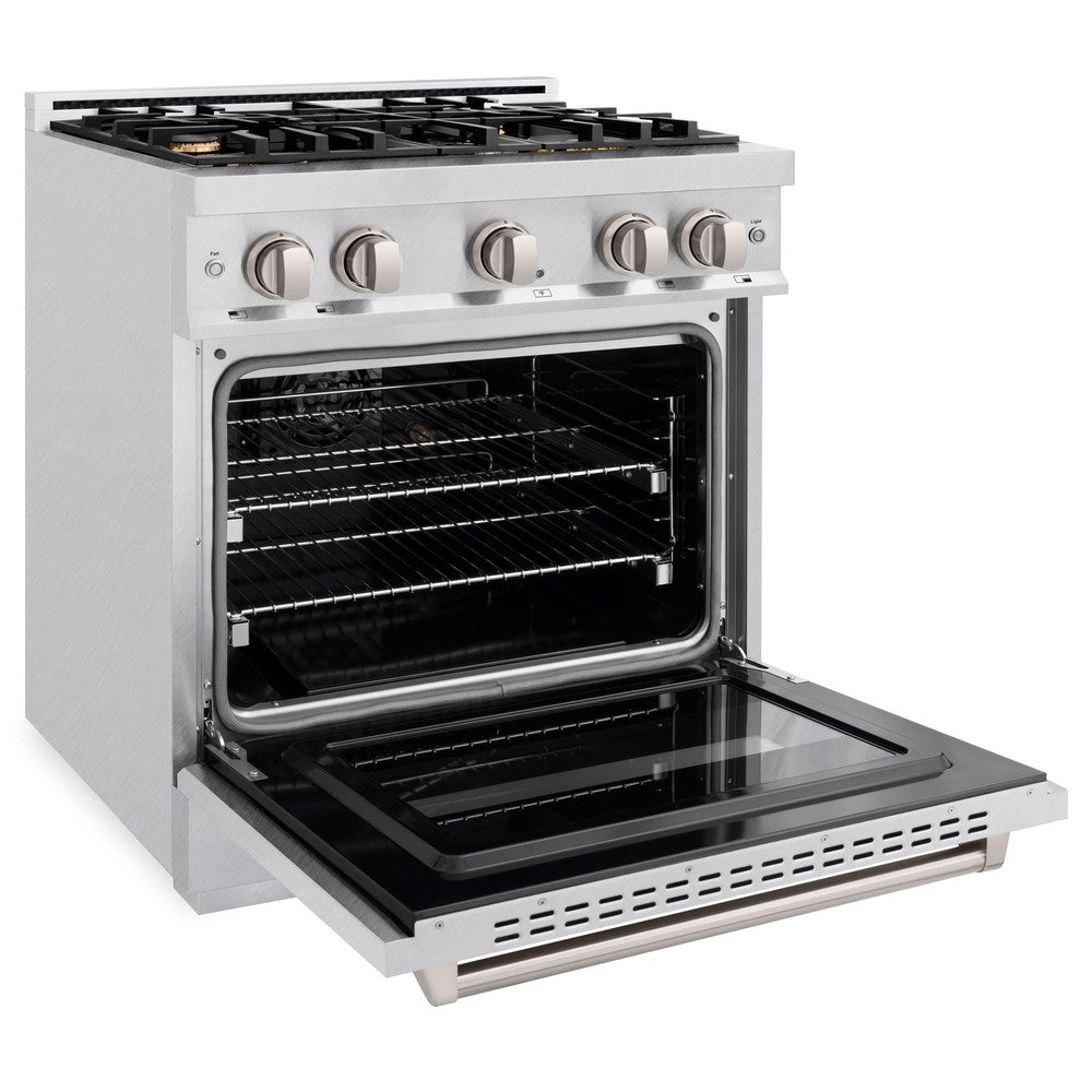 ZLINE 30" 4.2 cu. ft. Classic Dual Fuel Range in DuraSnow® Stainless Steel with 4 Brass Burners, CDRS-BR-30