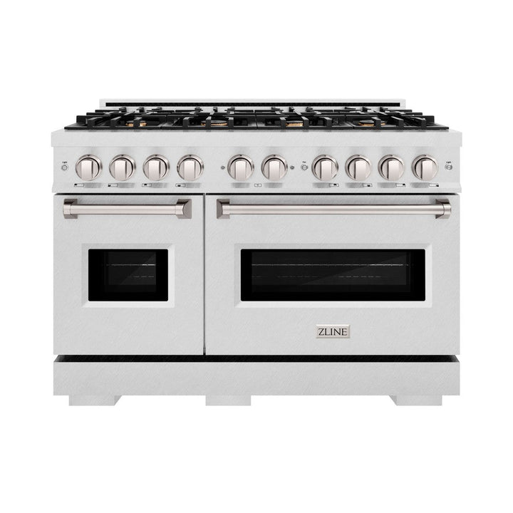 ZLINE 48" 6.7 cu. ft. Classic Double Oven Dual Fuel Range in DuraSnow® Stainless Steel with 8 Brass Burners, CDRS-BR-48