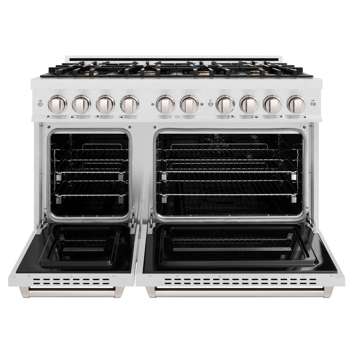 ZLINE 48" 6.7 cu. ft. Classic Double Oven Dual Fuel Range in DuraSnow® Stainless Steel with 8 Brass Burners, CDRS-BR-48