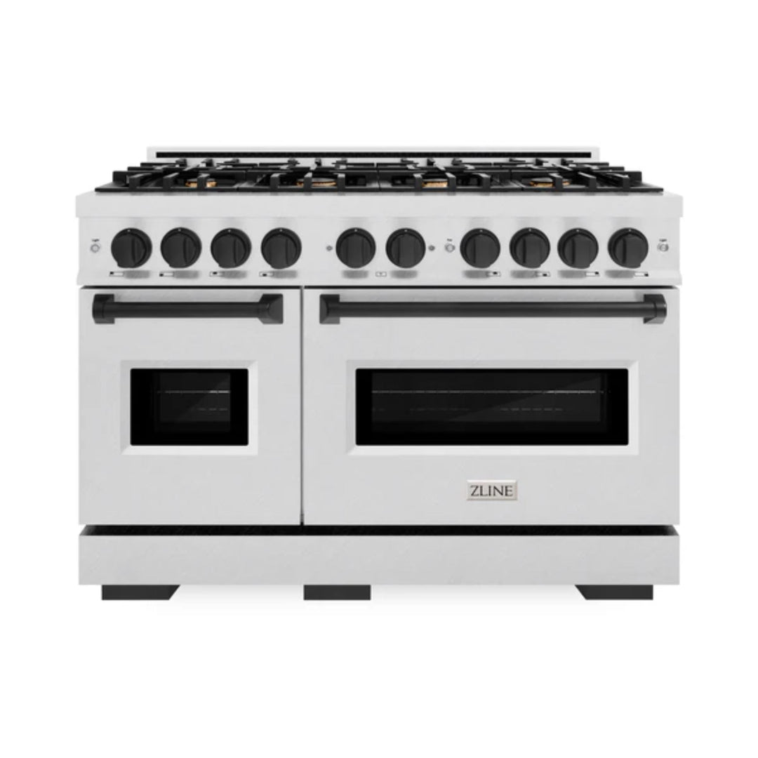 ZLINE Autograph Edition Classic Dual Fuel Ranges with Matte Black Accents in Satin Stainless Steel