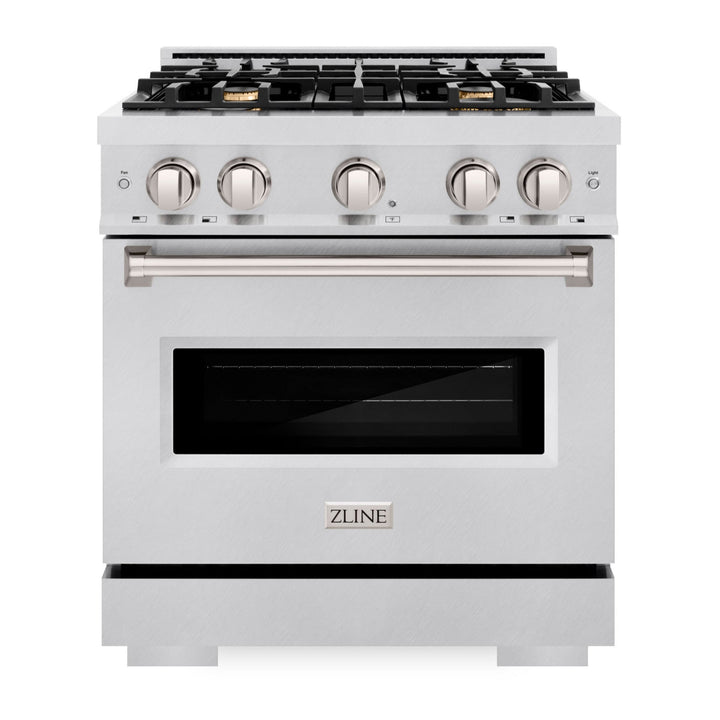 ZLINE 30" 4.2 cu. ft. Classic Gas Range with Convection Gas Oven in DuraSnow® Stainless Steel with 4 Brass Burners, CGRS-BR-30