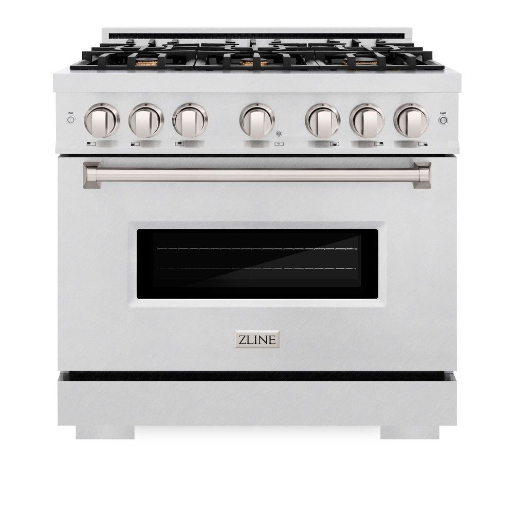 ZLINE 36" 5.2 cu. ft. Classic Gas Range with 6 Brass Burners in DuraSnow® Stainless Steel, CGRS-BR-36