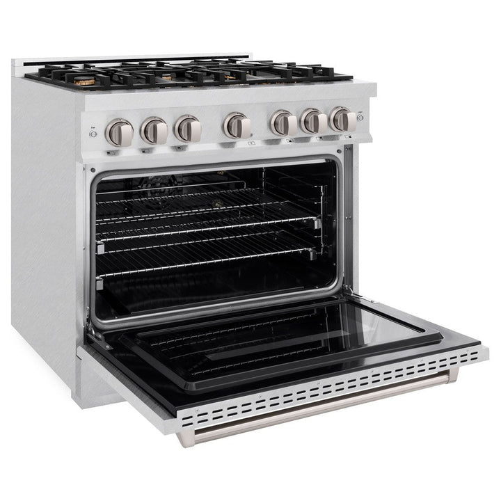 ZLINE 36" 5.2 cu. ft. Classic Gas Range with 6 Brass Burners in DuraSnow® Stainless Steel, CGRS-BR-36