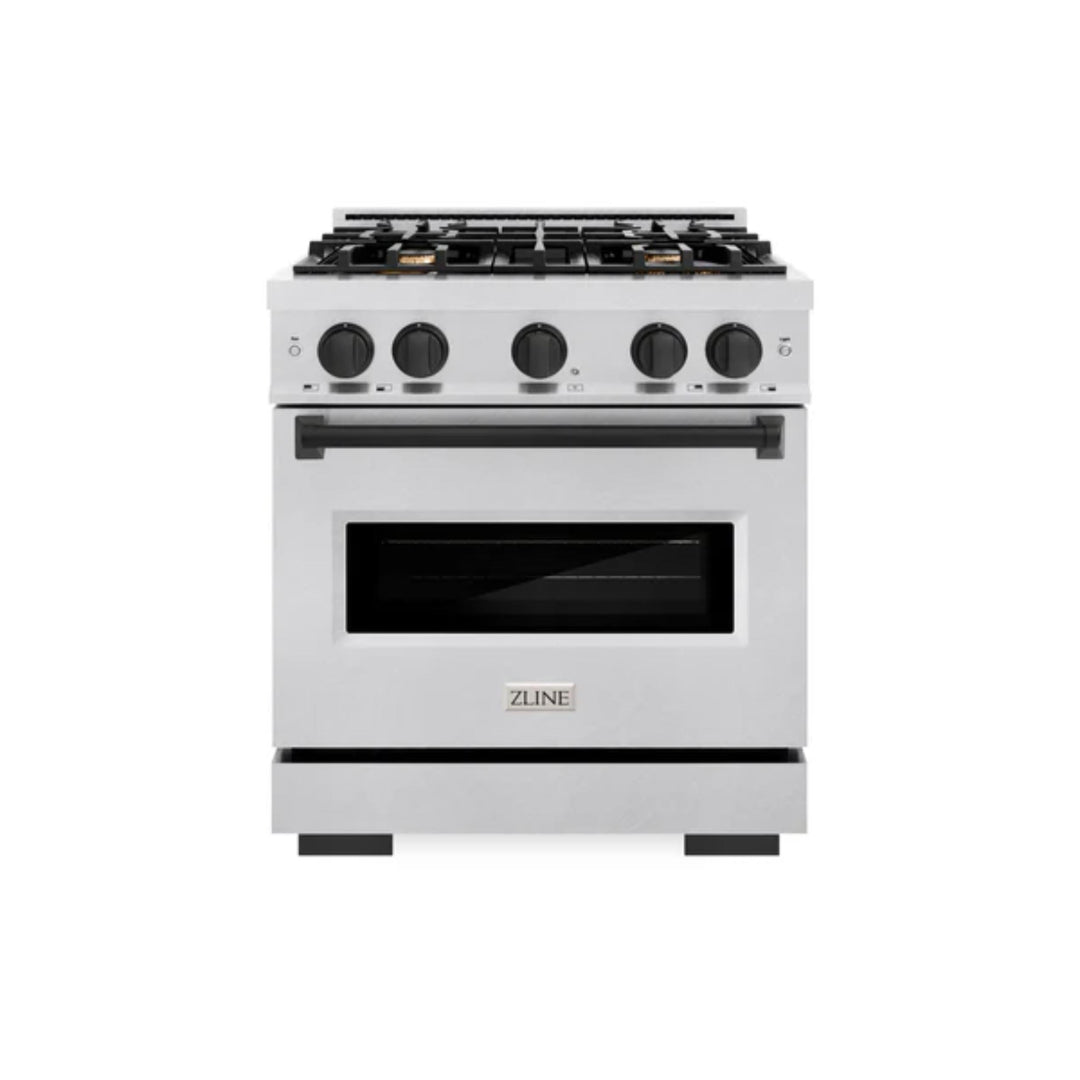 ZLINE Autograph Edition Classic Gas Range with Convection Gas Oven in Satin Stainless Steel and Matte Black Accents