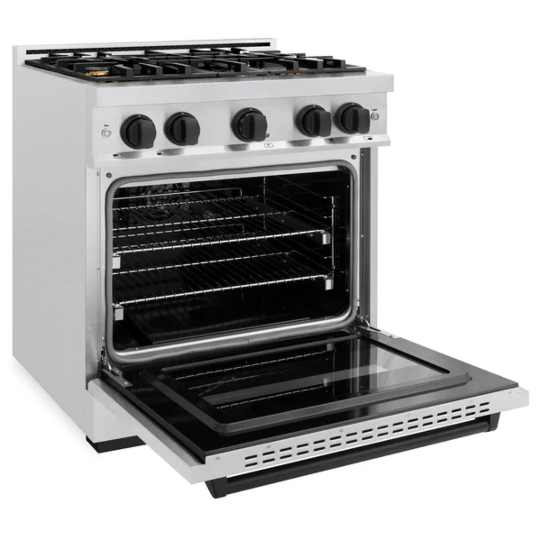 ZLINE Autograph Edition Classic Gas Range with Convection Gas Oven in Satin Stainless Steel and Matte Black Accents