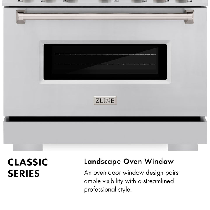 ZLINE 36" 5.2 cu. ft. Classic Gas Range with 6 Burners in Stainless Steel, CGR36