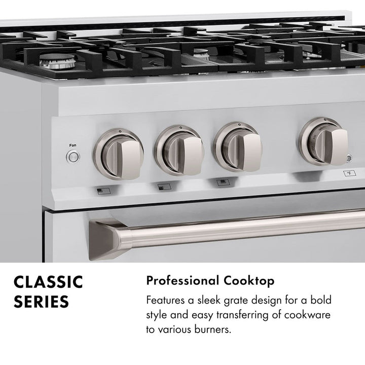 ZLINE 30" 4.2 cu. ft. Classic Gas Range with 4 Burners in Stainless Steel, CGR30