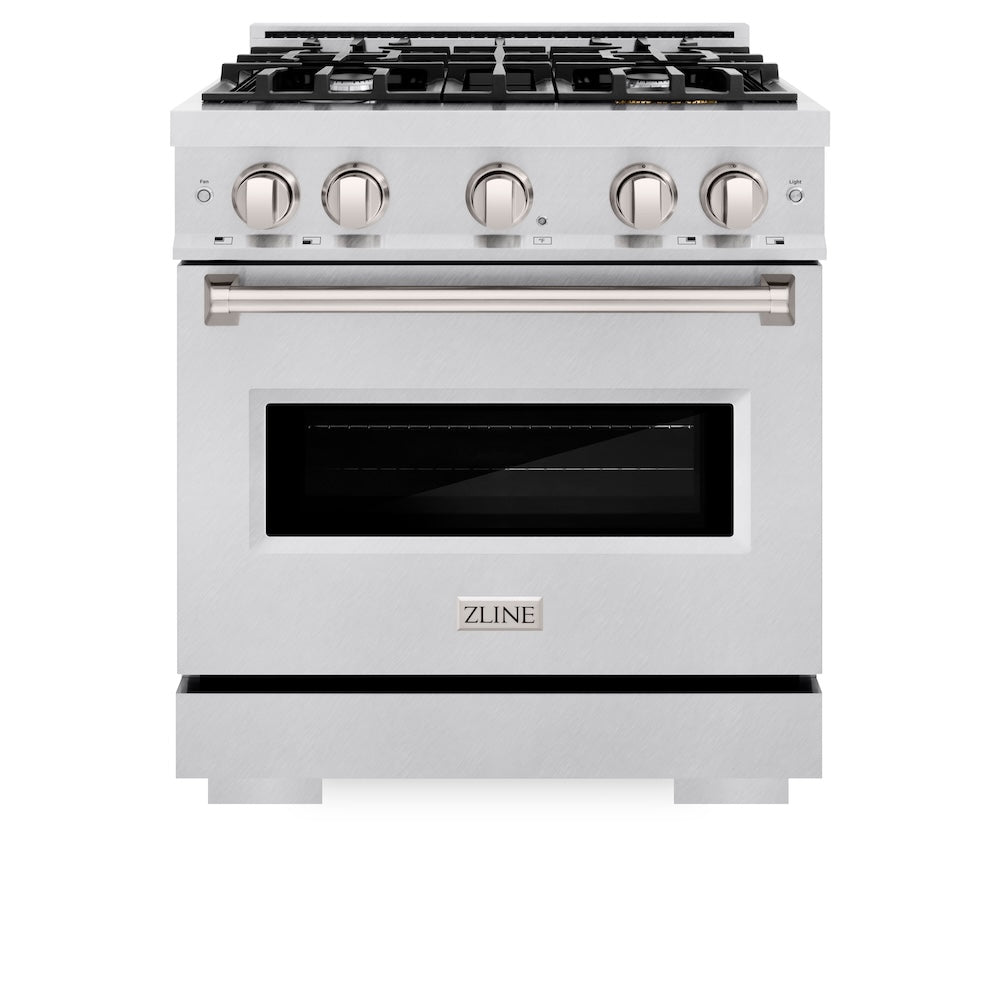 ZLINE 30 in. 4.2 cu. ft. Classic Dual Fuel Range with 4 Burner Gas Cooktop and Electric Convection Oven in Satin Stainless Steel, Open Box-Excellent Condition