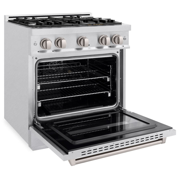 ZLINE 30 in. 4.2 cu. ft. Classic Dual Fuel Range with 4 Burner Gas Cooktop and Electric Convection Oven in Satin Stainless Steel, Open Box-Excellent Condition