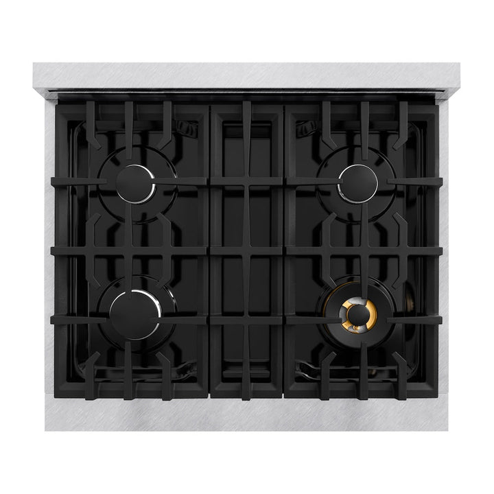 ZLINE 30 in. 4.2 cu. ft. Classic Dual Fuel Range with 4 Burner Gas Cooktop and Electric Convection Oven in Satin Stainless Steel, Open Box-Excellent Condition