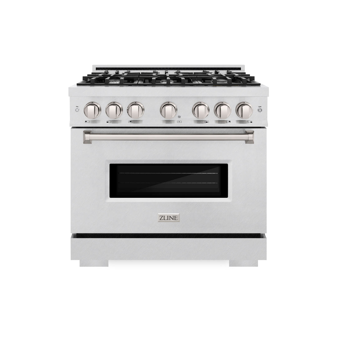 ZLINE 36 in. 5.2 cu. ft. Classic Dual Fuel Range with 6 Burner Gas Cooktop and Electric Convection Oven in Satin Stainless Steel (CDRS-36)