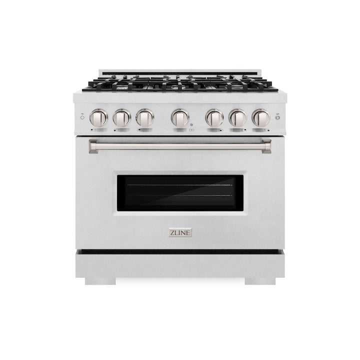 ZLINE 36 in. 5.2 cu. ft. Classic Dual Fuel Range with 6 Burner Gas Cooktop and Electric Convection Oven in Satin Stainless Steel, Open Box-Excellent Condition