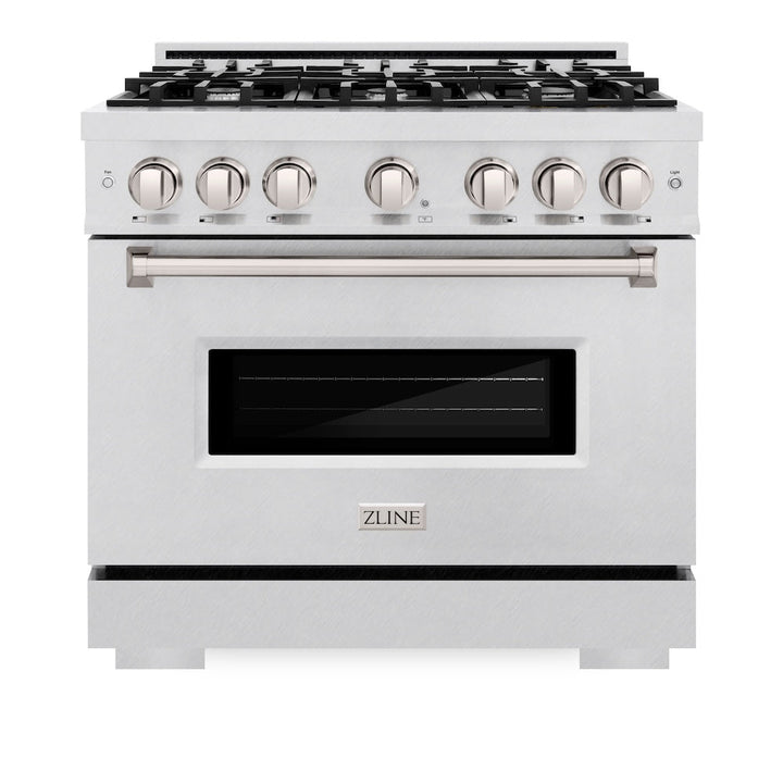ZLINE 36 in. 5.2 cu. ft. Classic Dual Fuel Range with 6 Burner Gas Cooktop and Electric Convection Oven in Satin Stainless Steel, Open Box-Excellent Condition