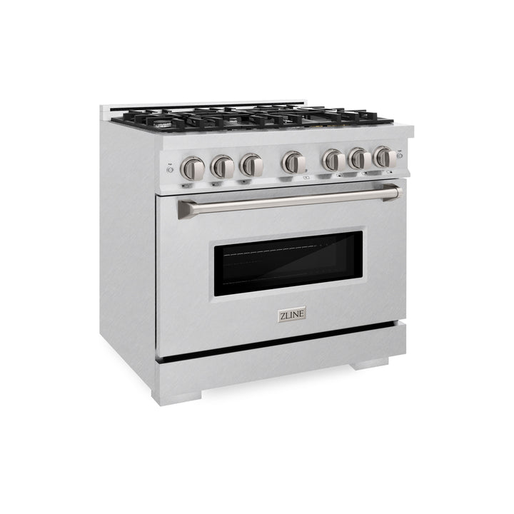 ZLINE 36 in. 5.2 cu. ft. Classic Dual Fuel Range with 6 Burner Gas Cooktop and Electric Convection Oven in Satin Stainless Steel (CDRS-36)