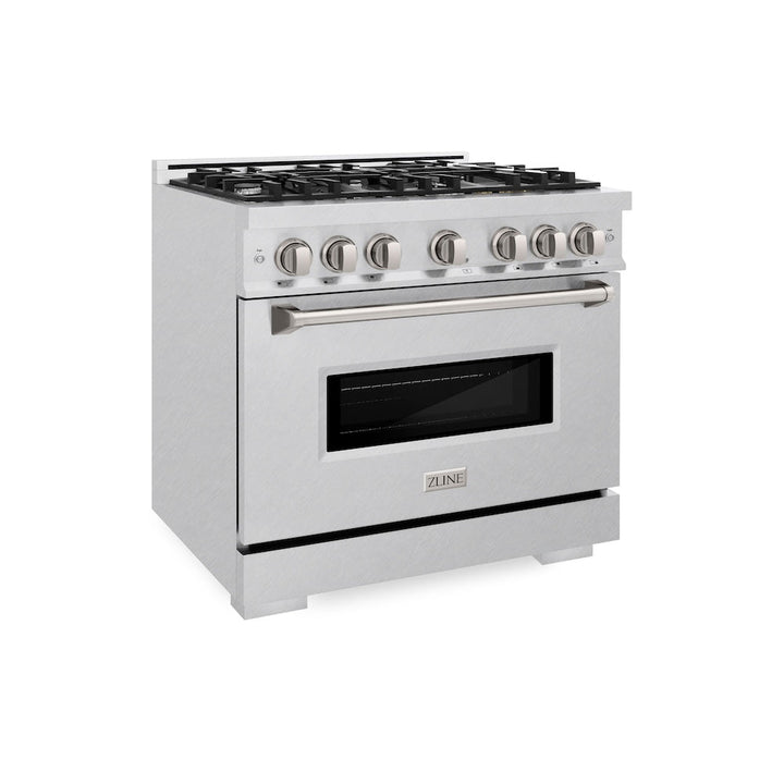 ZLINE 36 in. 5.2 cu. ft. Classic Dual Fuel Range with 6 Burner Gas Cooktop and Electric Convection Oven in Satin Stainless Steel, Open Box-Excellent Condition