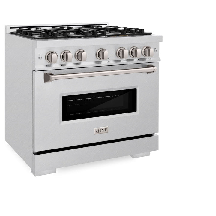 ZLINE 36 in. 5.2 cu. ft. Classic Dual Fuel Range with 6 Burner Gas Cooktop and Electric Convection Oven in Satin Stainless Steel, Open Box-Excellent Condition